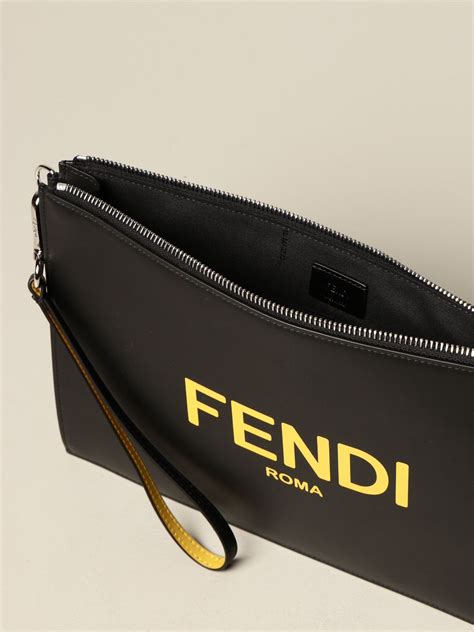 fendi black clutch bag|fendi leather clutch handbags.